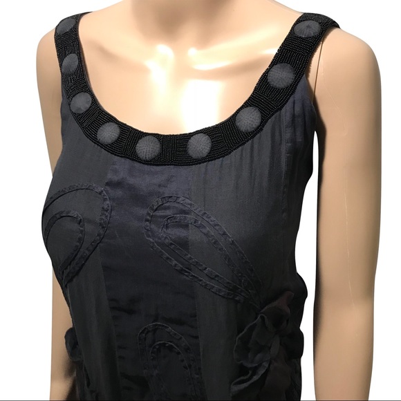 Yoana Baraschi Navy & Black Sheer Overlay Dress - Picture 3 of 8